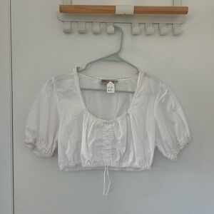 White Cropped Dirndl Blouse